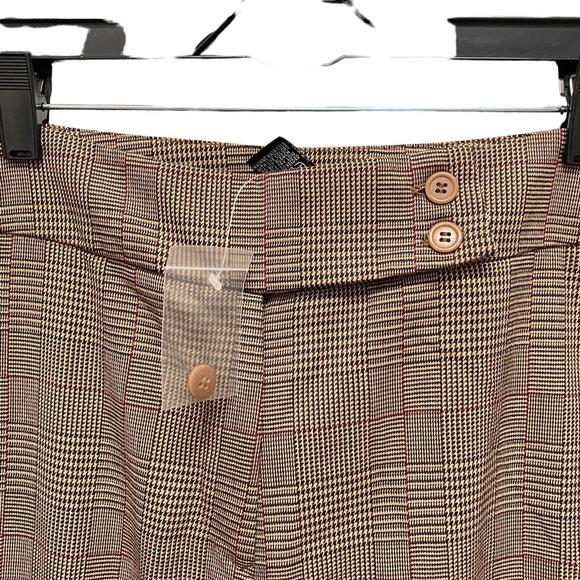 Ninety Women's Sz 4 Brown Fall Plaid Houndstooth Straight Leg Trousers Pants - Picture 6 of 16